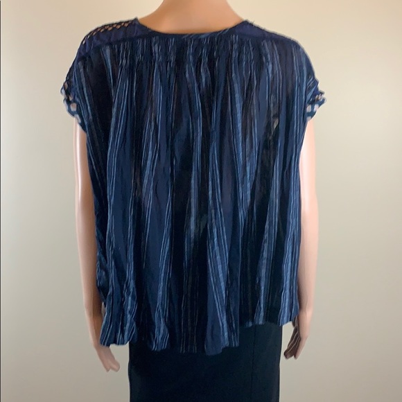 Free People navy and white lace-up blouse XS/S NWT - Picture 5 of 6